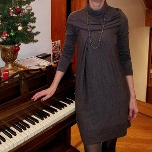 Brunello Cucinelli MadeInItaly Grey LongSleeve Turtleneck WoolDress Tunic SzM/36